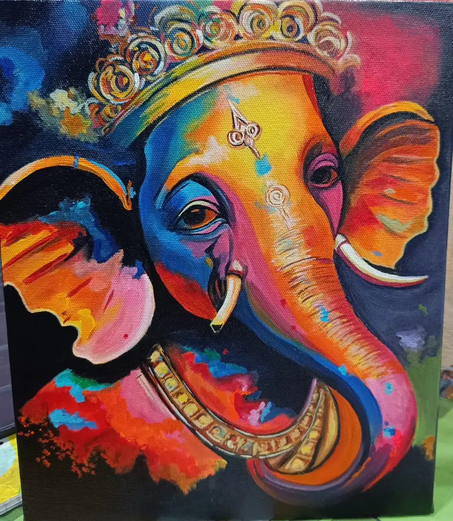 Divine Ganesha Handmade Painting